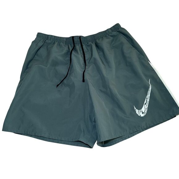 Nike Swoosh Lined Running Performance Training Shorts Men's XL Green 7" Inseam - Picture 1 of 5